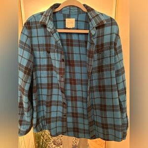 American Eagle Blue/Black Plaid Flannel Size Medium